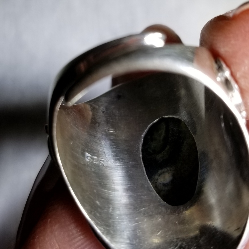 Black Turquoise Thick Silver Ring Adjustable - image 7